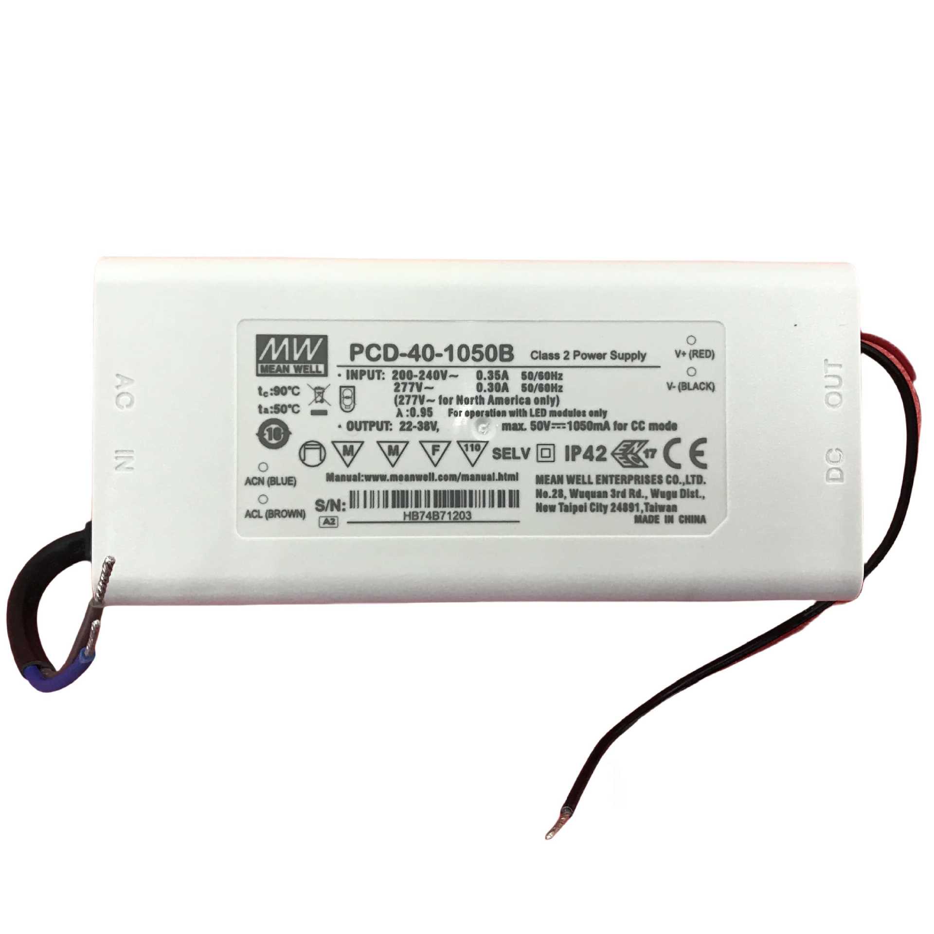 明纬电源 PCD-40-1750B 40W单组输出AC可调LED开关电源