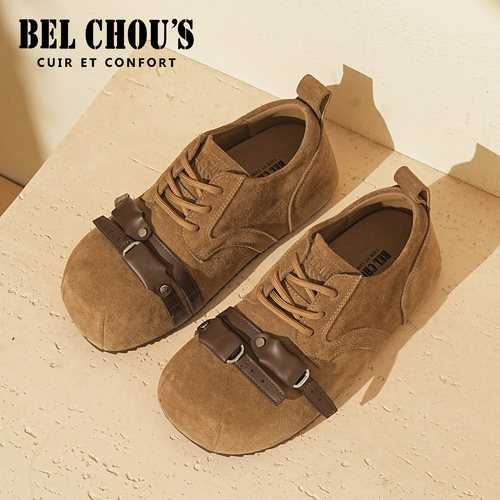 BEL CHOU'S/佰乐舒斯勃肯鞋女2026秋冬季新款真皮百搭女鞋子潮流