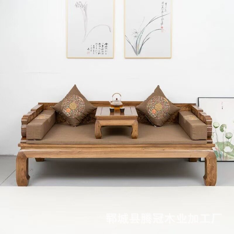 实木罗汉床新中式榫卯仿古罗汉榻大象雕刻中式美人床榻沙发床
