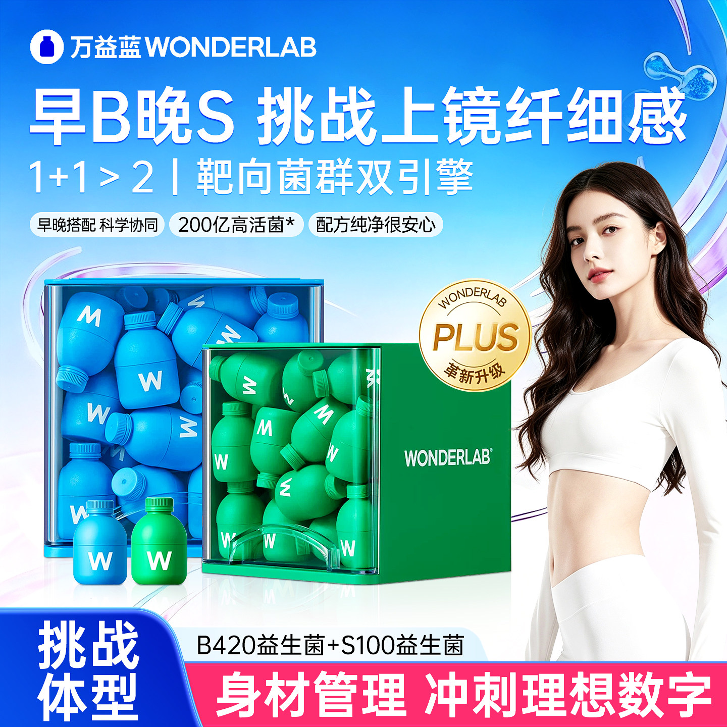 万益蓝WONDERLAB益生菌早B晚S成人b420肠胃体重代谢管理官方正品