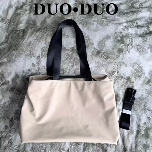 DuoDuo 极简风防水托特包大容量轻便手提包黑色通勤包J1271