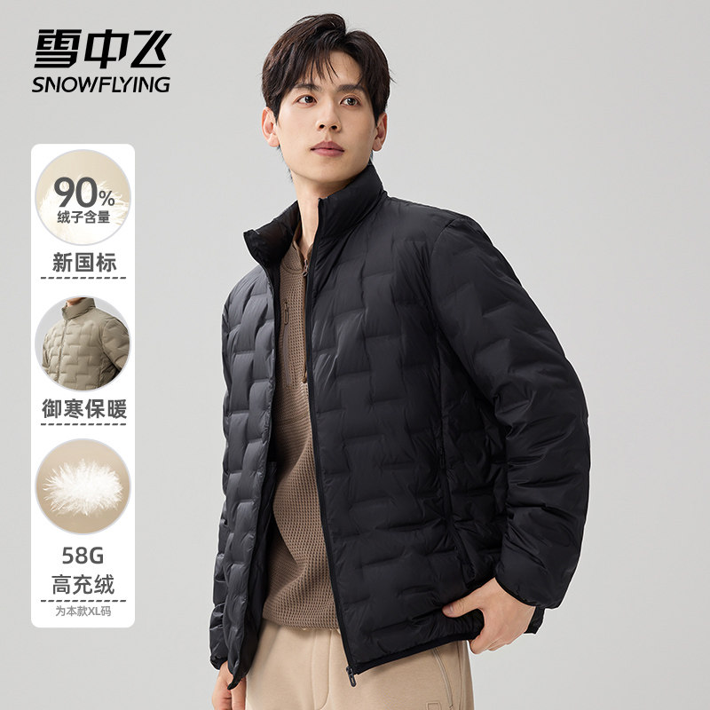 雪中飞男士轻薄90绒立领羽绒服