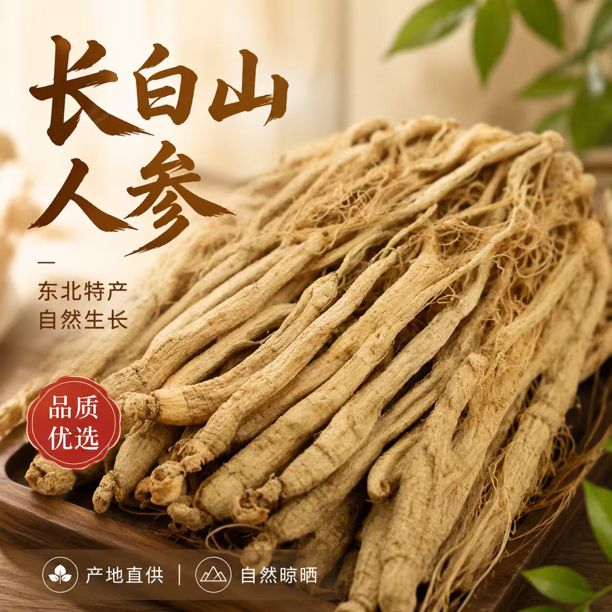 正宗长白山一等品人参小干人参生晒新鲜白参泡酒煲汤滋补食材批发