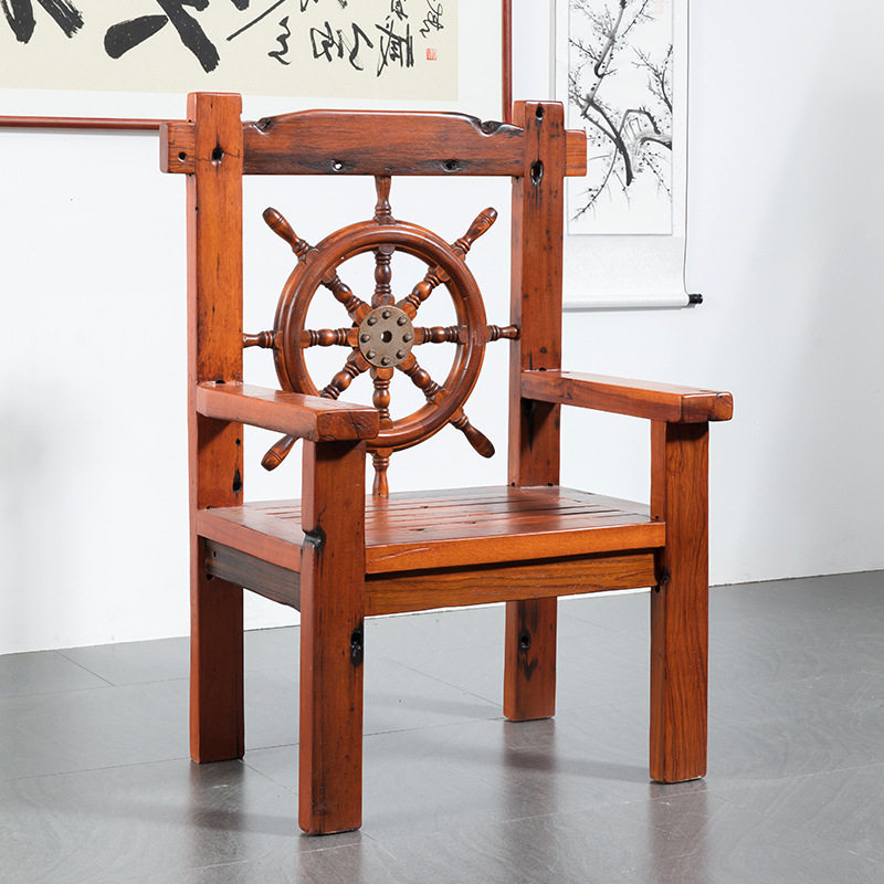 老船木靠背椅船木家具主人椅雕龙椅子实木圈椅餐椅围椅仿古休闲椅
