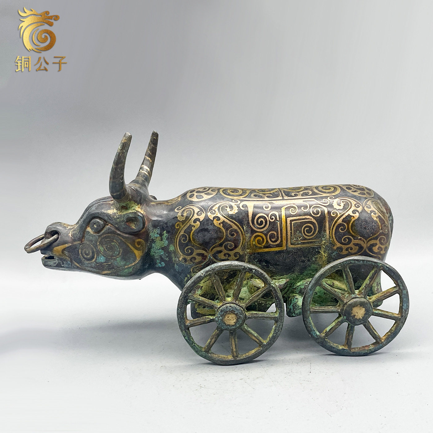 西汉四轮牛车仿古青铜器工艺品摆件博物馆藏品复刻展品教具批发