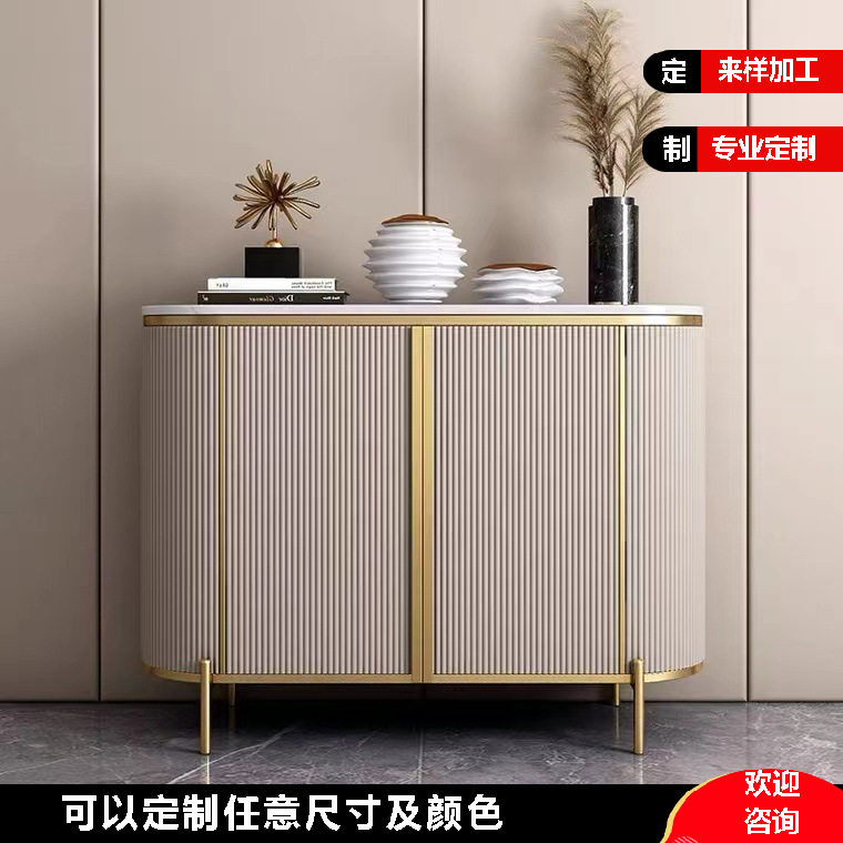 轻奢入户玄关柜简约别墅意式餐边柜高端门口装饰柜客厅大理石边柜