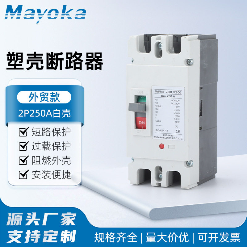 塑壳断路器2P250A白壳大功率单相220V家用闸刀开关2P250A160A