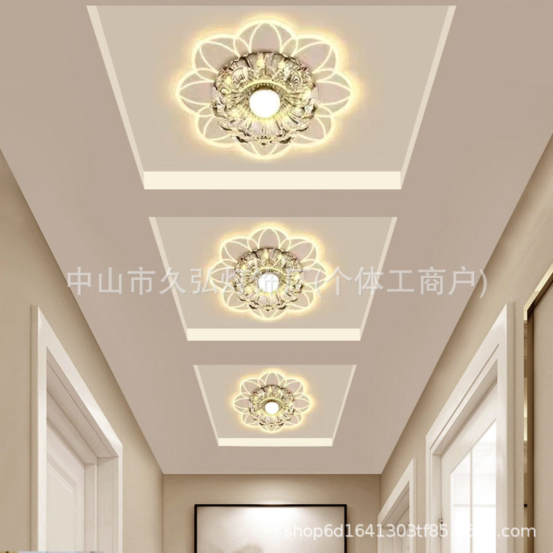 过道灯走廊灯嵌入式简约现代水晶筒灯led天花走道玄关入户灯长筒
