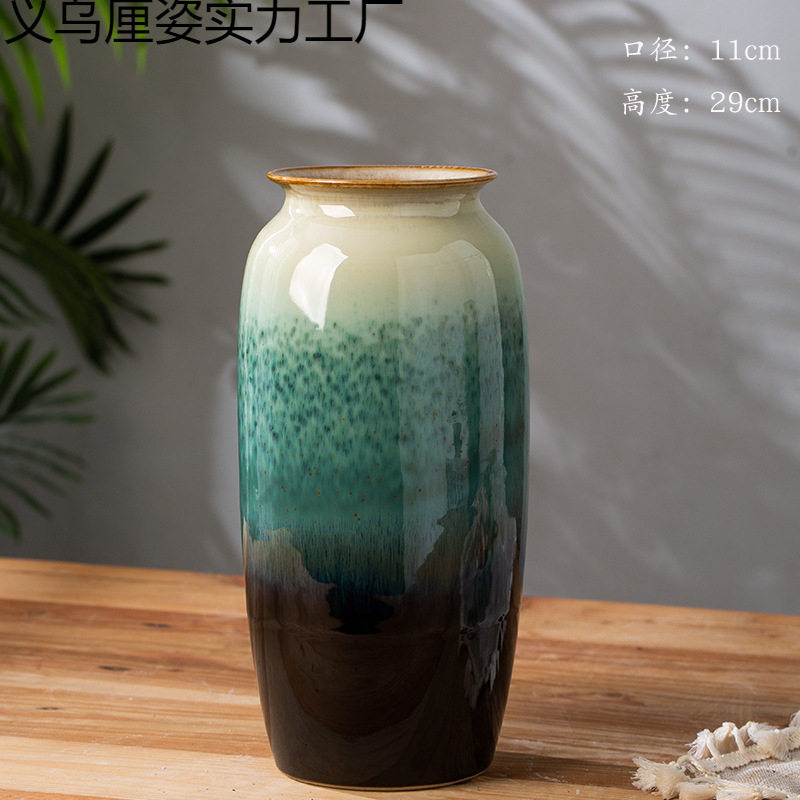 现代简约水培陶瓷花瓶摆件客厅插花干花复古富贵竹轻奢花盆花器