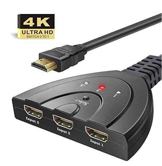 高清HDMI3进1出切换器，猪尾巴3进一出4K*2K便携快切多路多功能