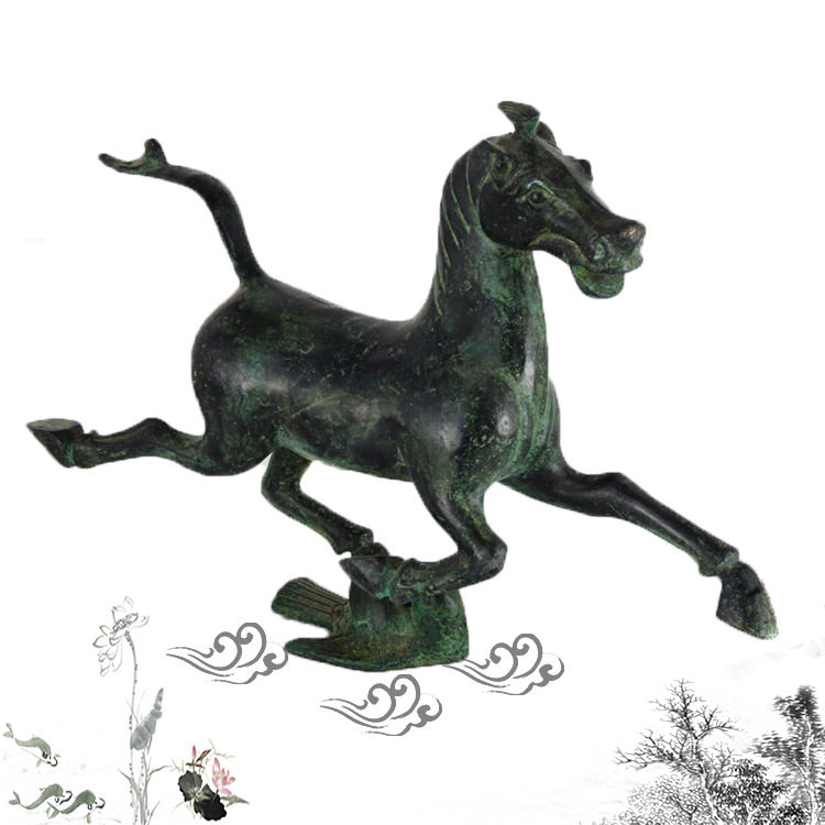 仿古青铜器马踏飞燕飞马踏燕景区塑像铜奔马博古架摆件工艺品