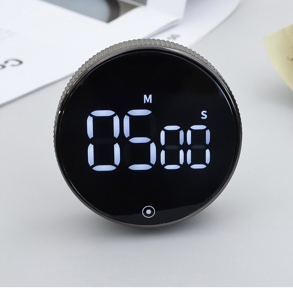 自律旋转倒计时器厨房磁吸LED显示屏烘焙定时器大屏幕学生提醒器