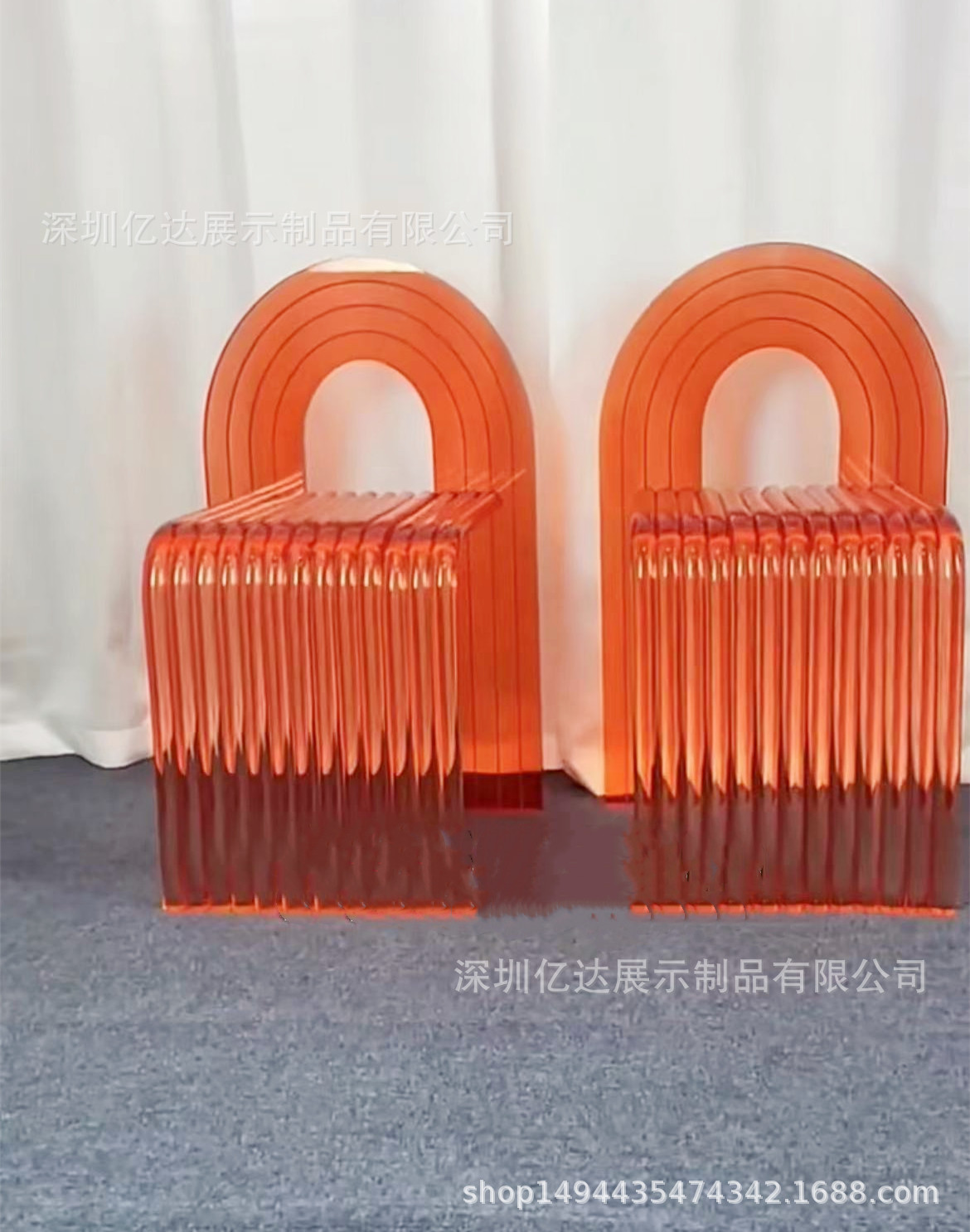 酒店客厅吧台装饰水晶亚克力凳子进口透明树脂休闲椅子雕塑摆件