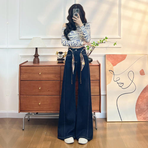 阔腿牛仔裤女春秋冬2026