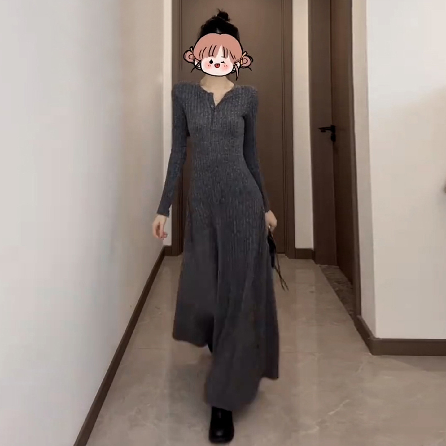 法式高级感紫色毛衣针织