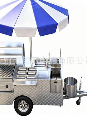 厂家供应 多功能休闲摆摊车 110V Hot Dog Cart 户外小吃热狗车