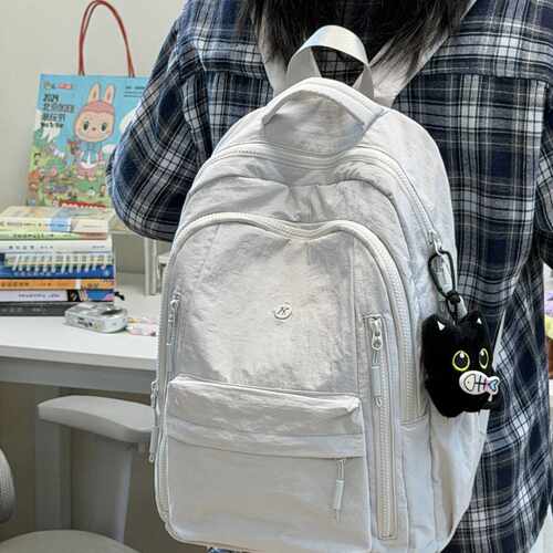 简约学生书包时尚旅行双肩包女户外休闲男背包大容量大学生书包女