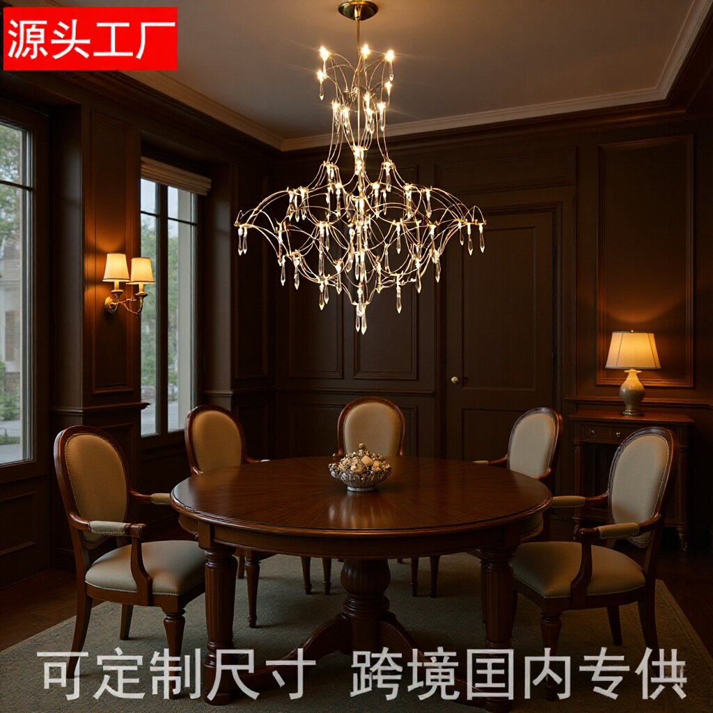 复式楼梯长水晶吊灯家用商用客厅餐厅样板间别墅装饰展厅创意灯具