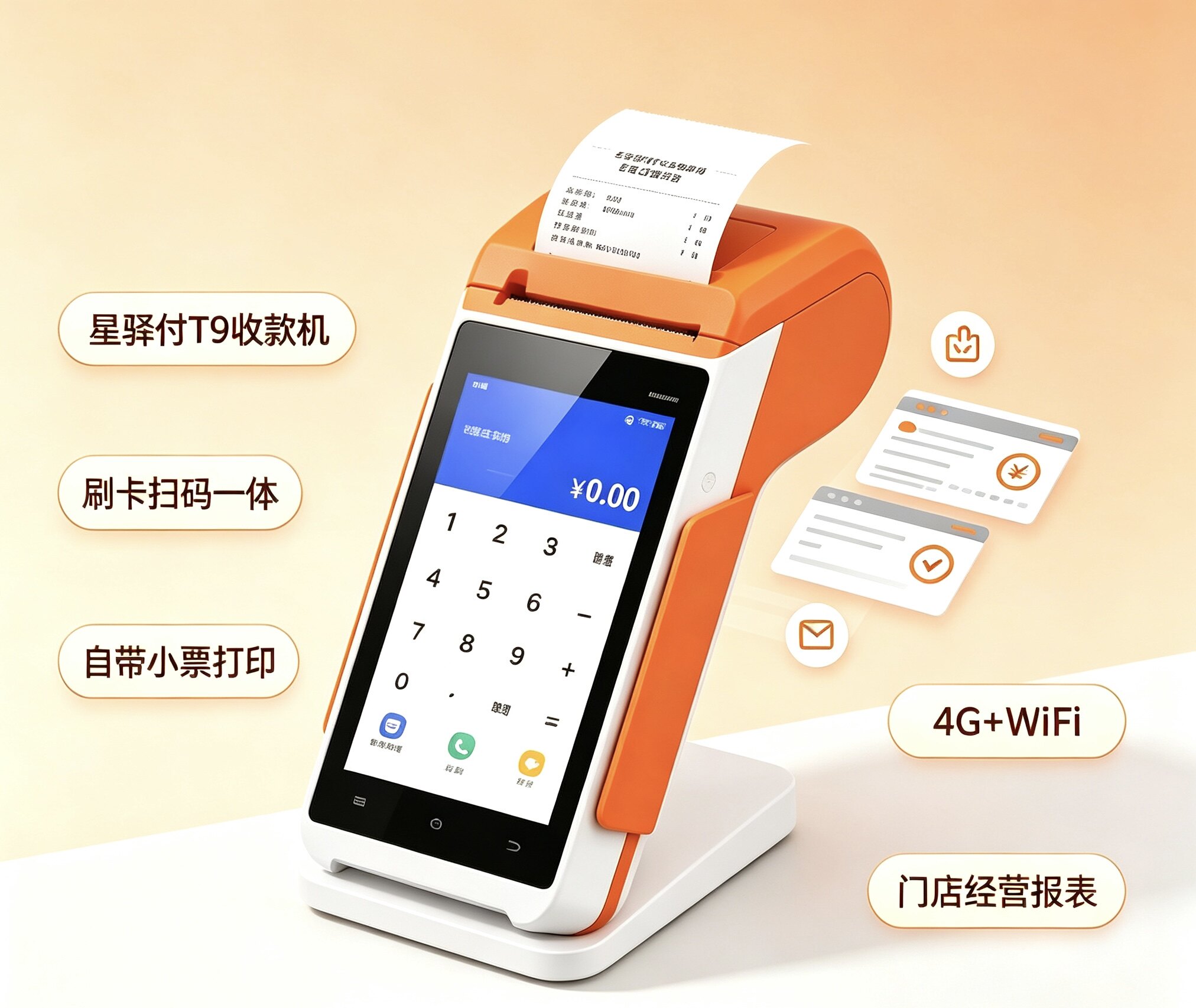 星驿付智能收款机外币美元日元支付宝微信扫码预授权