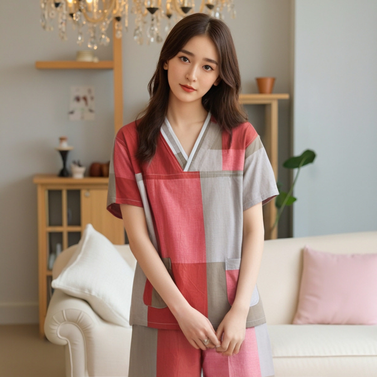2025新款汗蒸服纯棉女款格子柔软情侣款洗浴浴服按摩服桑拿服男款