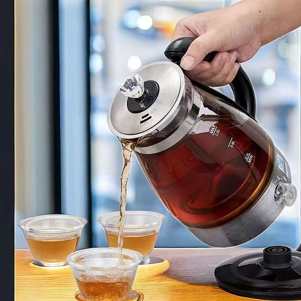 中文英文版304不锈钢煮茶器家用小型蒸汽喷淋式茶壶煮烧养生壶