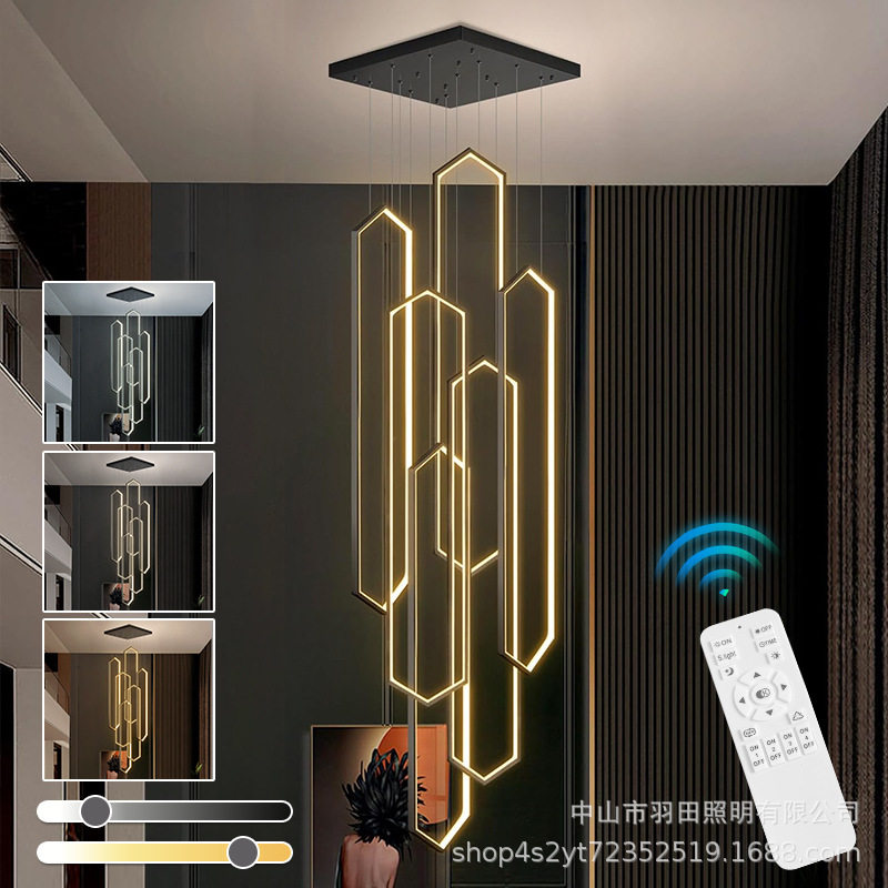 别墅楼梯吊灯复式楼现代简约公寓旋转LOFT长吊灯客厅楼梯间长条灯