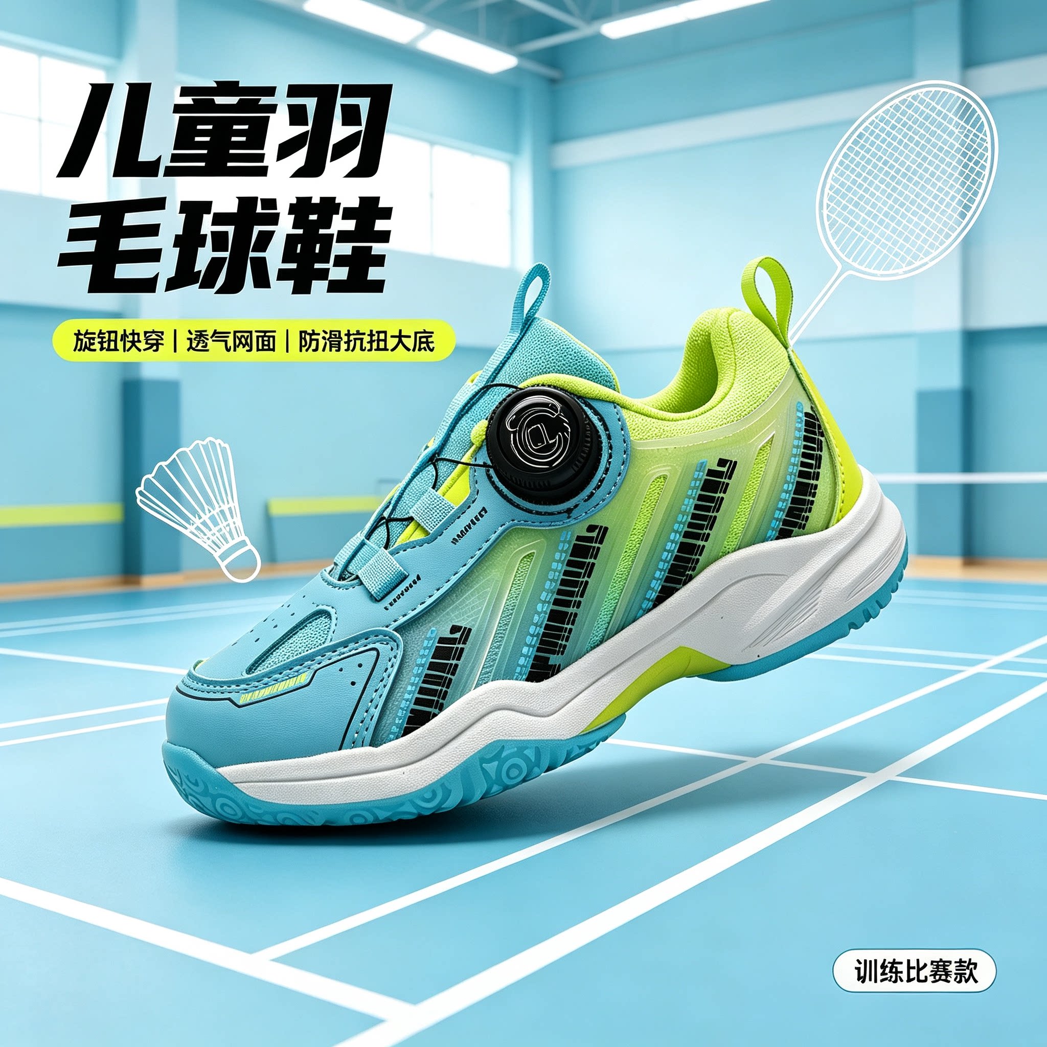 龙队长男羽毛球鞋旋扣缓震防滑