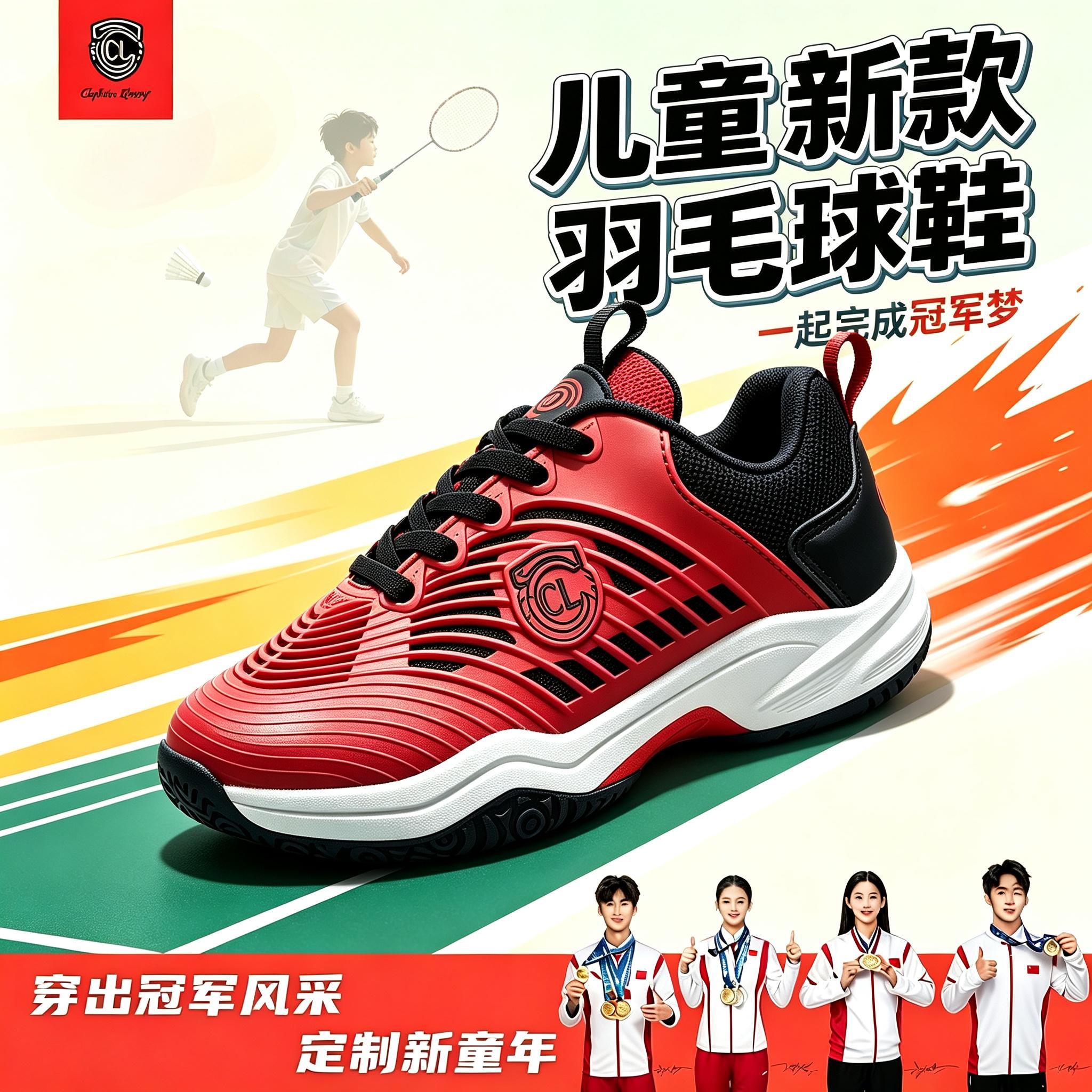 儿童羽毛球训练鞋防滑减震防崴脚图片