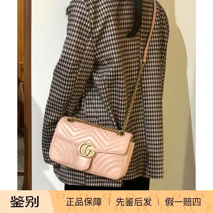 壹所奢品/古驰马蒙粉金26斜跨包