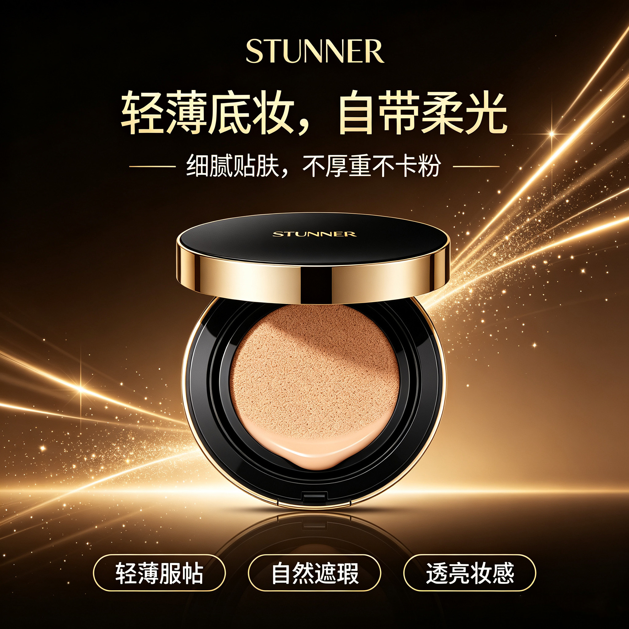 STUNNER诗肽兰气垫BB霜轻薄不卡粉遮瑕定妆控油持久不脱妆