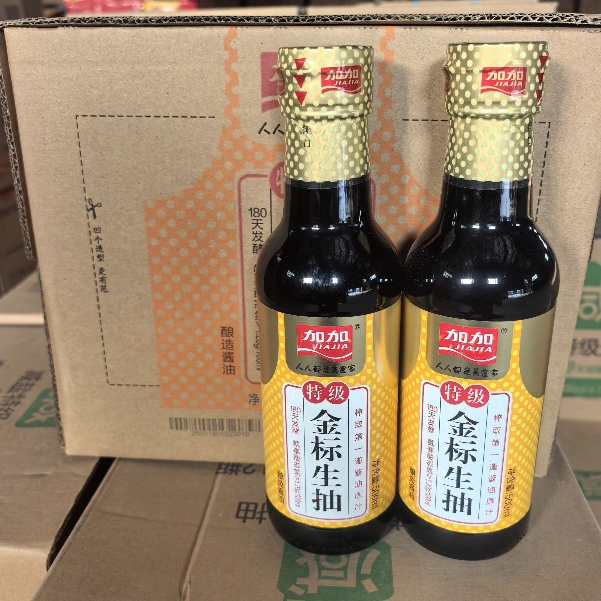 加加特级金标生抽500ml玻璃瓶装