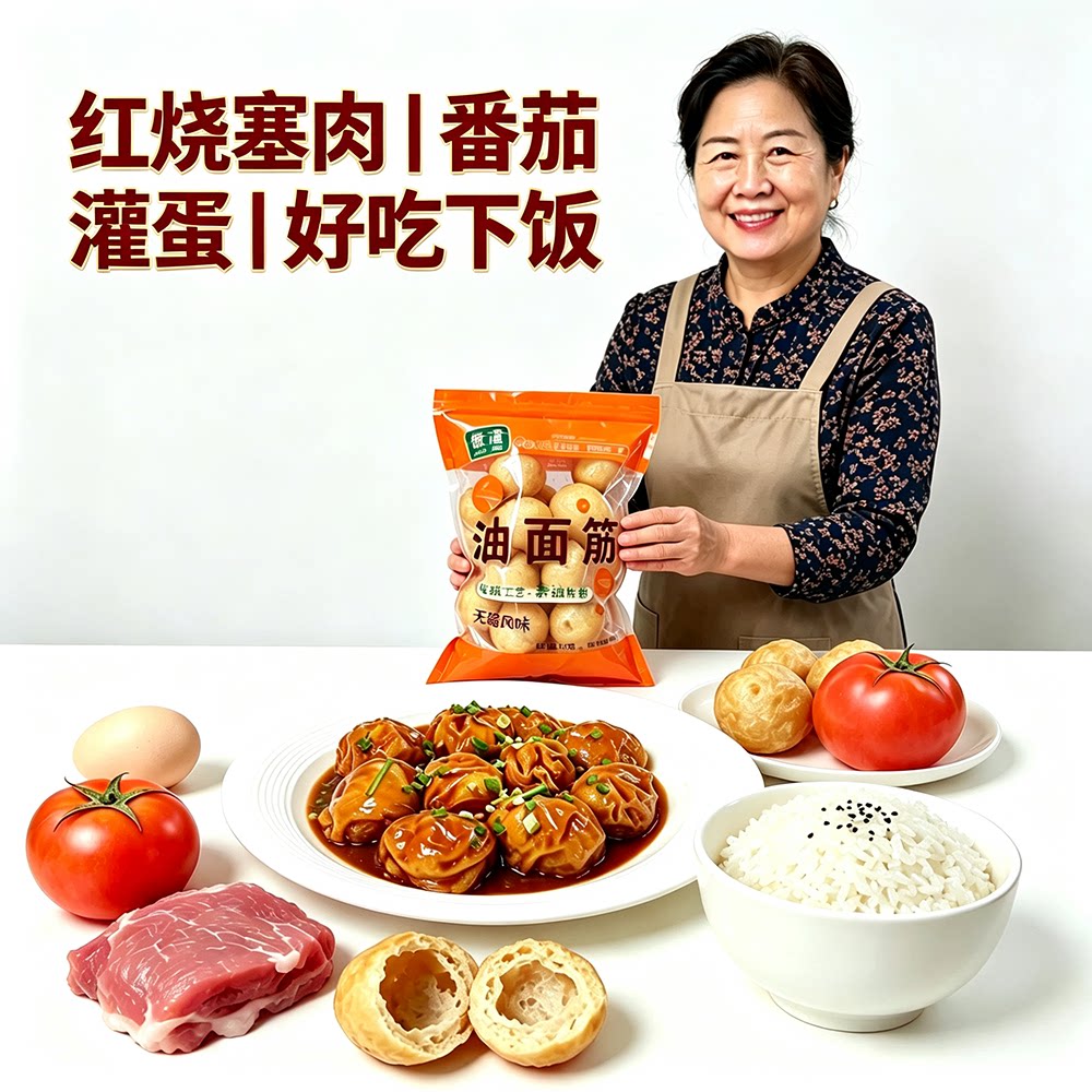 油面筋塞肉做油面筋灌蛋无锡清水面筋泡麻辣烫火锅食材面筋球肉丸