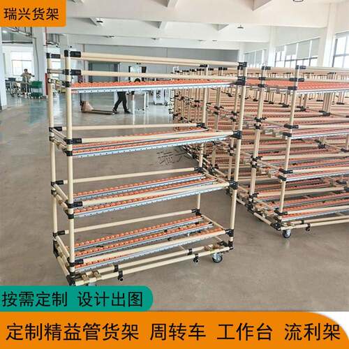可移动精益管货架线棒流利条复合式置物架100kg承重瑞兴定制