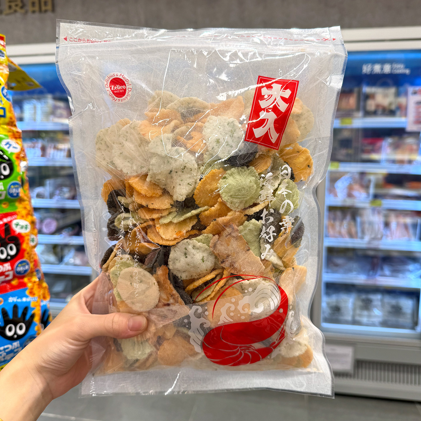 香港代购 日本进口杂锦海鲜米饼虾饼脆片什锦虾片油菓子超大包