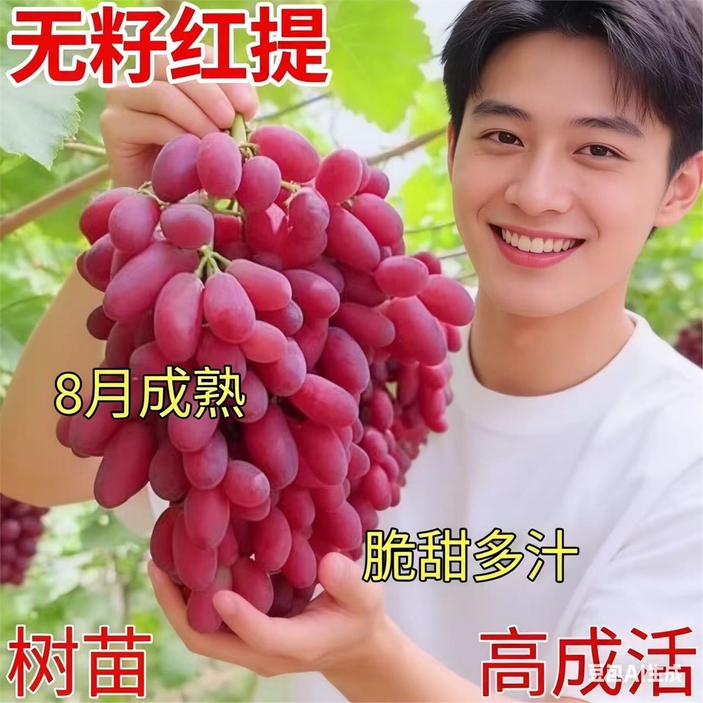 不下架无籽红提子葡萄树苗图片