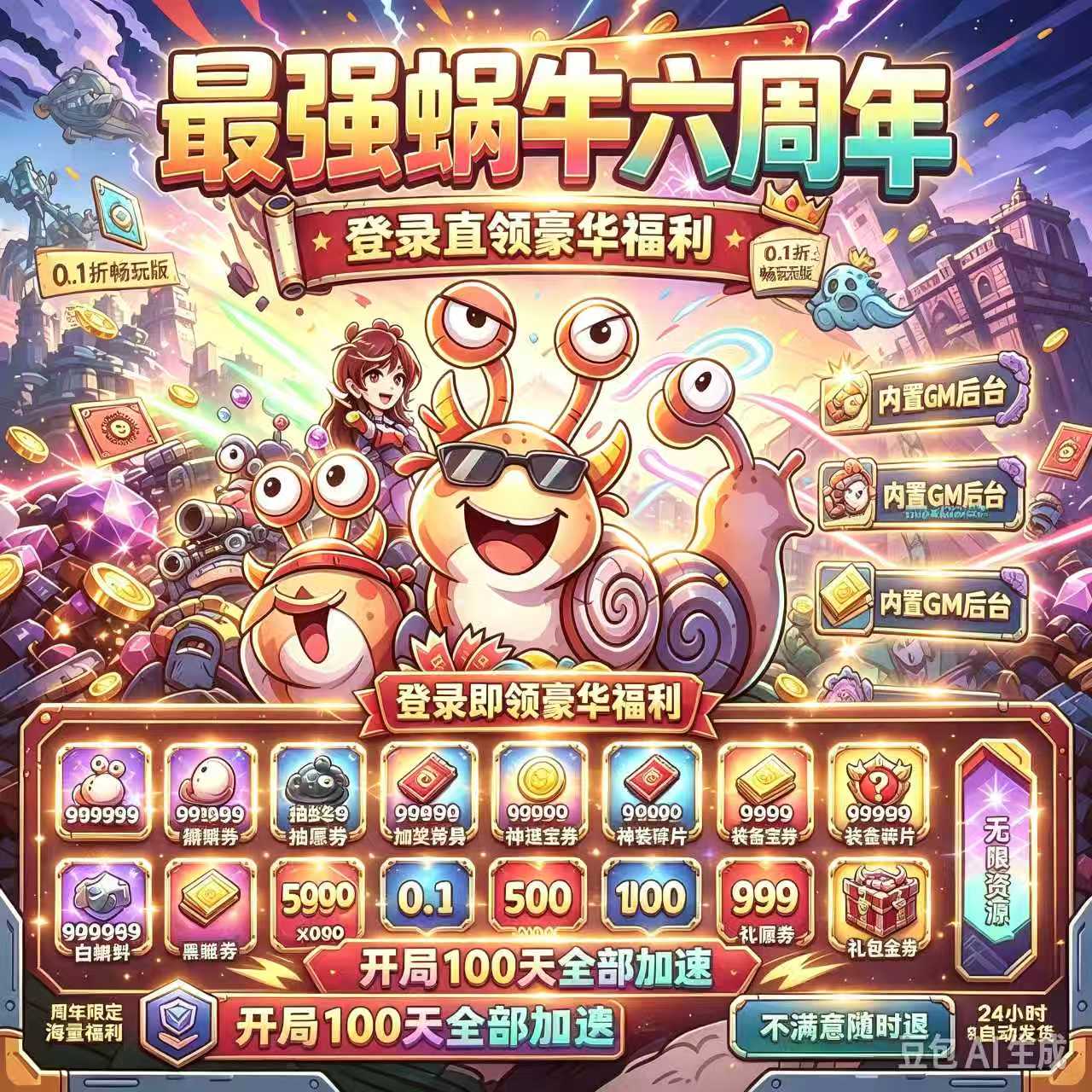 最强蜗牛六周年国际服 领黑白蝌蚪送稀有蜗牛三端互通非单机