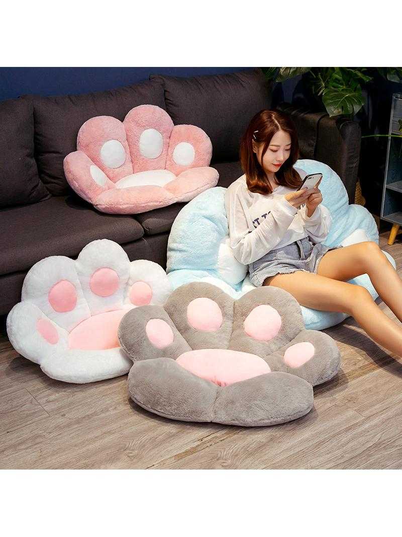 Cute cat paw cushion, creative bear paw plush hip chair cushion, lazy one-piece sofa cushion, bedroom floor mat
