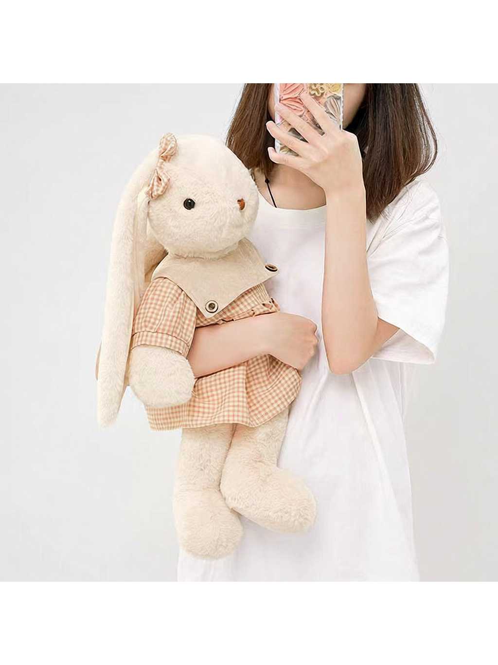 Hug Baby New Lily Rabbit Plush Toy Cute Coffee Long Ears Rabbit Cloth Doll Birthday Gift Rabbit