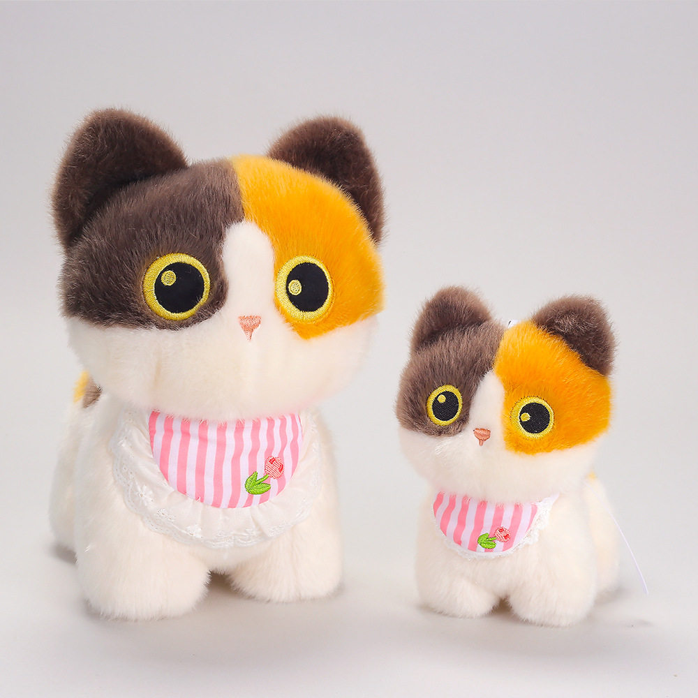 New genuine standing cat doll Sanhua kitten pendant keychain Siamese cat tabby cat plush toy doll