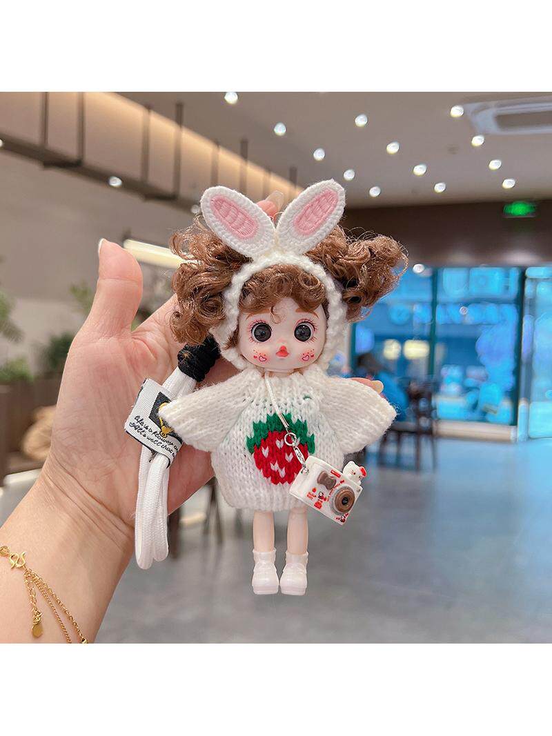 New cute big-eyed loli doll keychain pendant cute bunny ears hairband sweater doll bag pendant for women