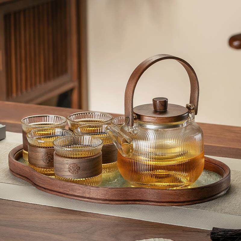 提梁玻璃茶壶泡茶家用耐高温电陶炉围炉煮茶壶花茶烧水壶茶具套装