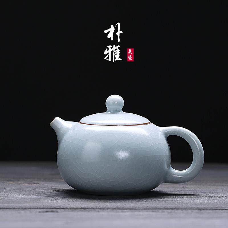 朴雅汝窑茶壶陶瓷汝窑茶具西施小茶壶开片汝瓷功夫茶具普洱泡茶壶