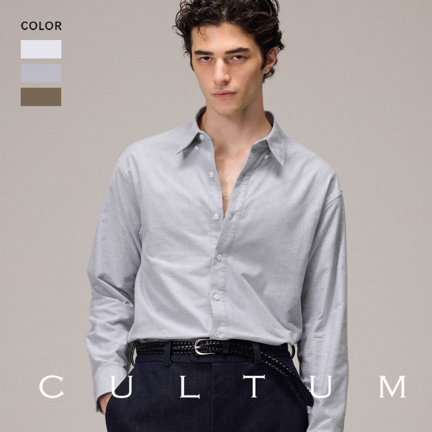 【100%新疆棉 轻软舒适】CULTUM秋冬磨毛纯棉长袖衬衫宽松男款