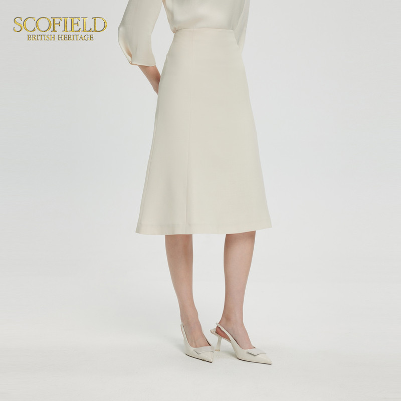 【scofield奥莱】女装知性简约休闲纯色半身裙高腰A字裙夏季短裙