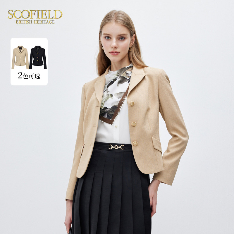 【scofield奥莱】女短款西装外套通勤小西服X型收腰上衣外套春季
