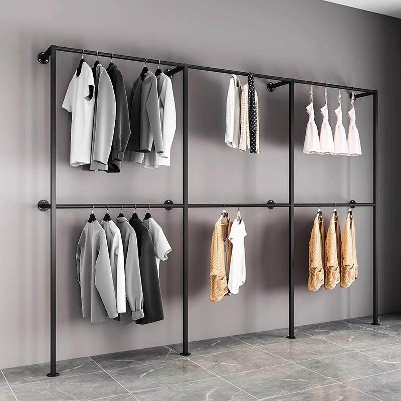加厚服装展示架上墙双层壁挂式服装店侧挂衣帽间挂衣架尺寸可定制