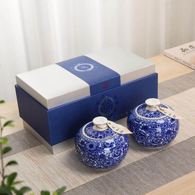 陶瓷茶叶罐礼盒包装绿茶碧螺春西湖龙井双罐礼盒装送礼茶叶盒空盒