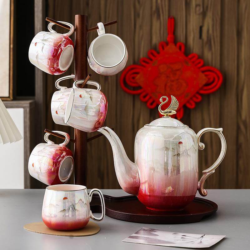 中式水具套装乔迁茶具杯子陶瓷水杯家用客厅茶杯结婚杯具轻奢水壶