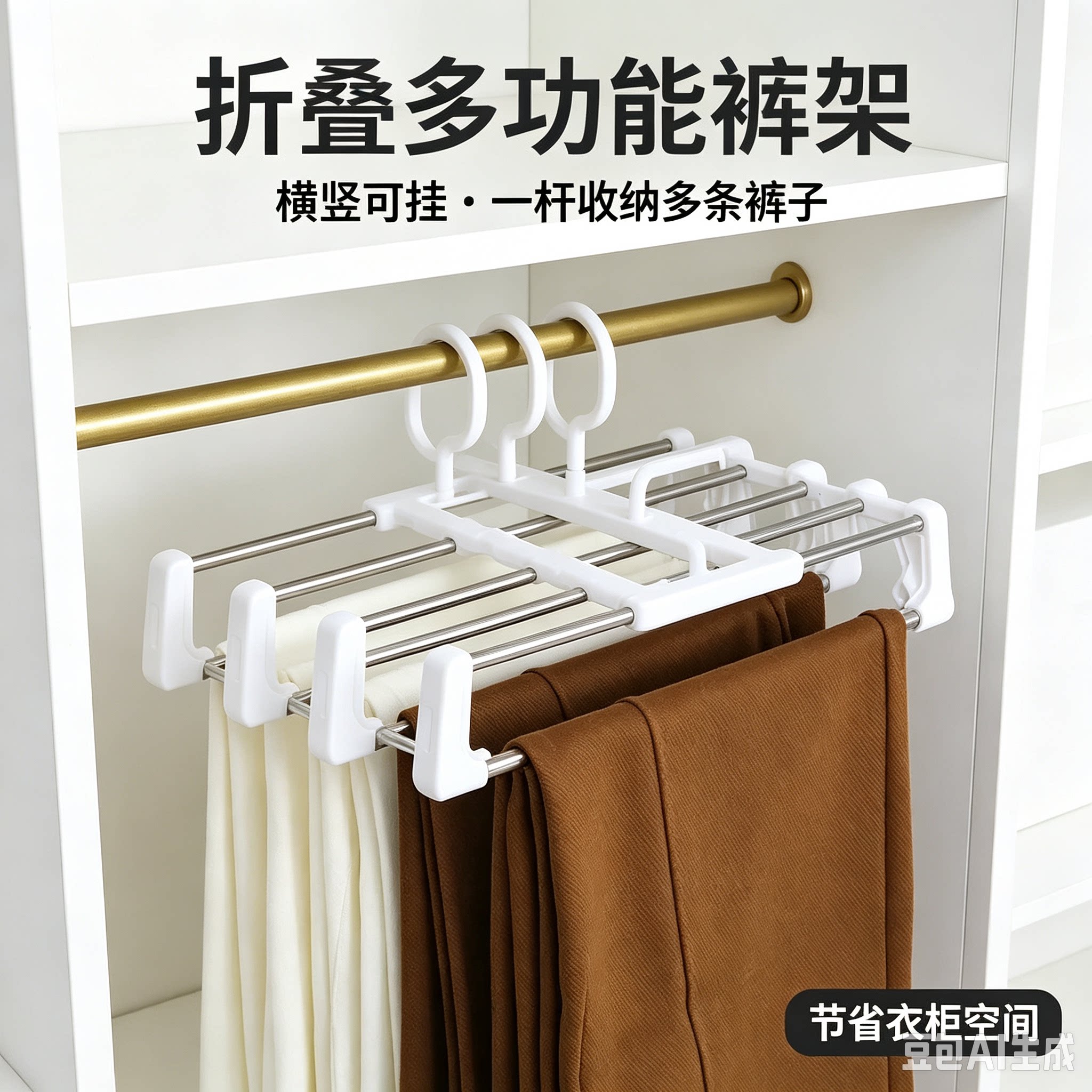 不锈钢无痕裤架无痕不锈钢裤架衣架可折叠节省空间折叠裤架HQ3