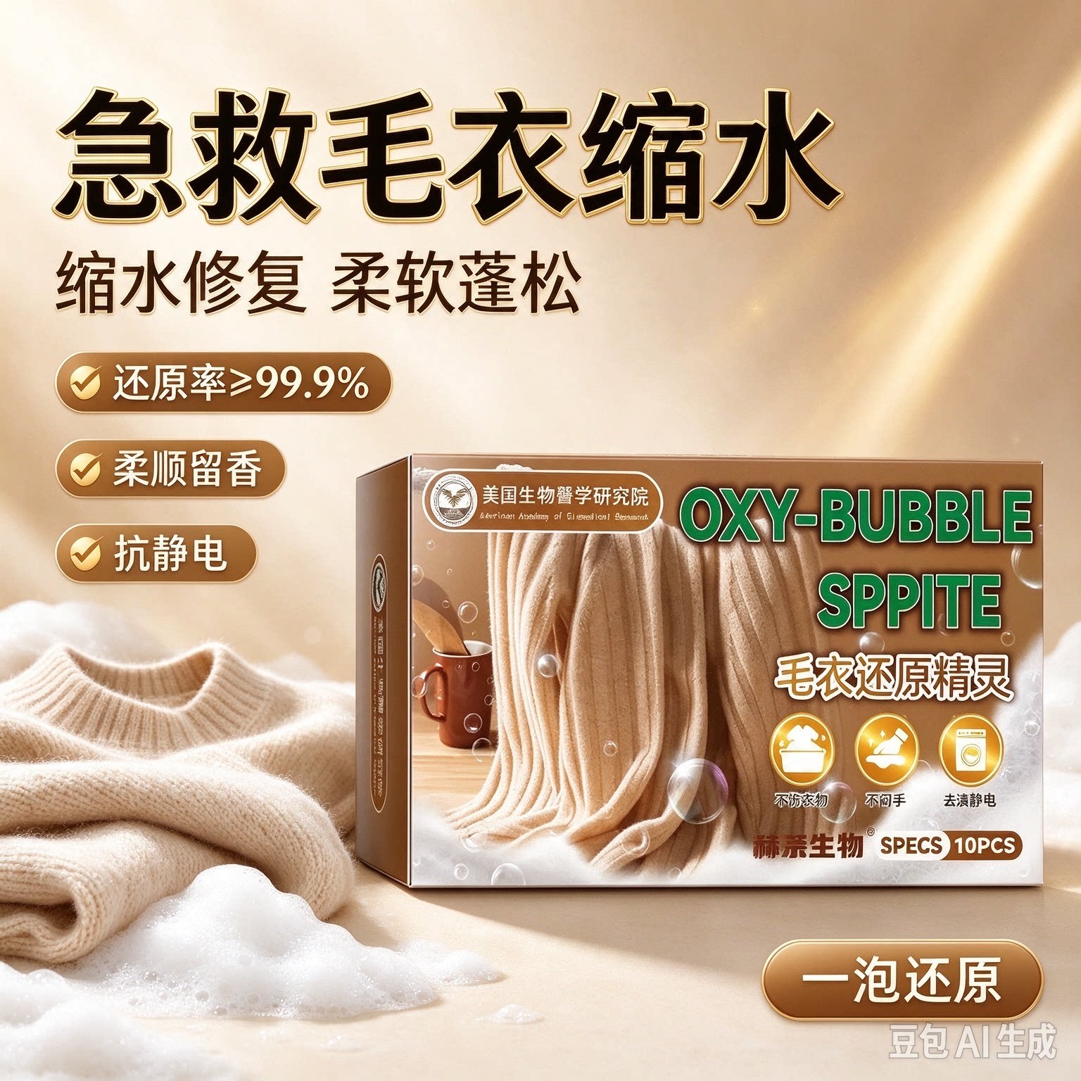 【羊绒毛衣还原颗粒】可机洗防缩水护理蓬松柔顺羊绒衫毛衣还原HQ